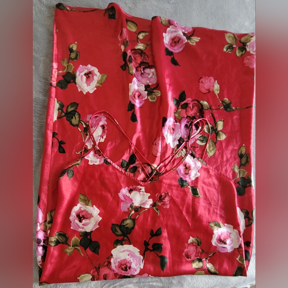 Floral Silky Slip Nightgown Sleep Dress XL